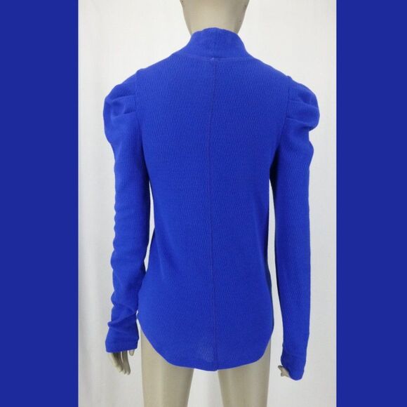 NWOT Free People Puffy Shoulder Long Sleeve Blue Top - Picture 4 of 9